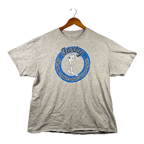 Pixar Toy Story 4 Forky Life Was Easier As A Fork Asks Question Men's T-Shirt XL - Picture 1 of 4